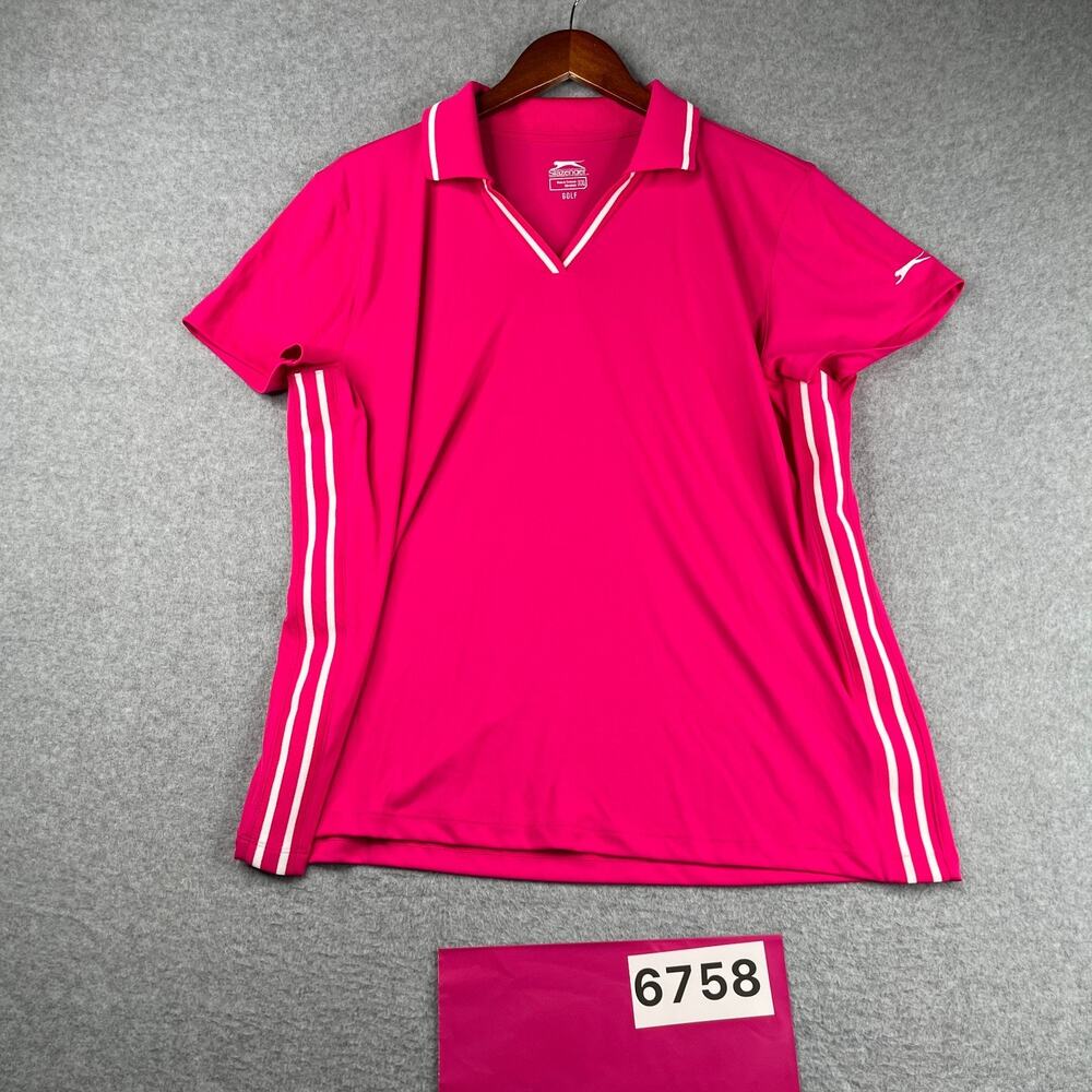 Slazenger Performance Polo Shirt Womens 2XL Bright Pink Casual Classic